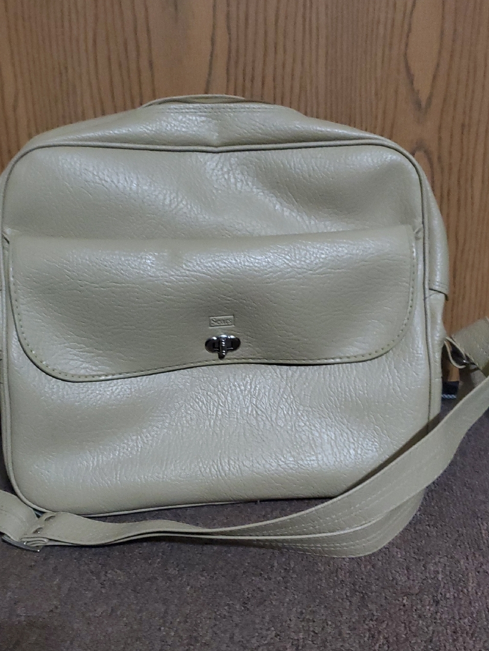 Cream Crossbody Shoulder Bag with Front Flap SEARS